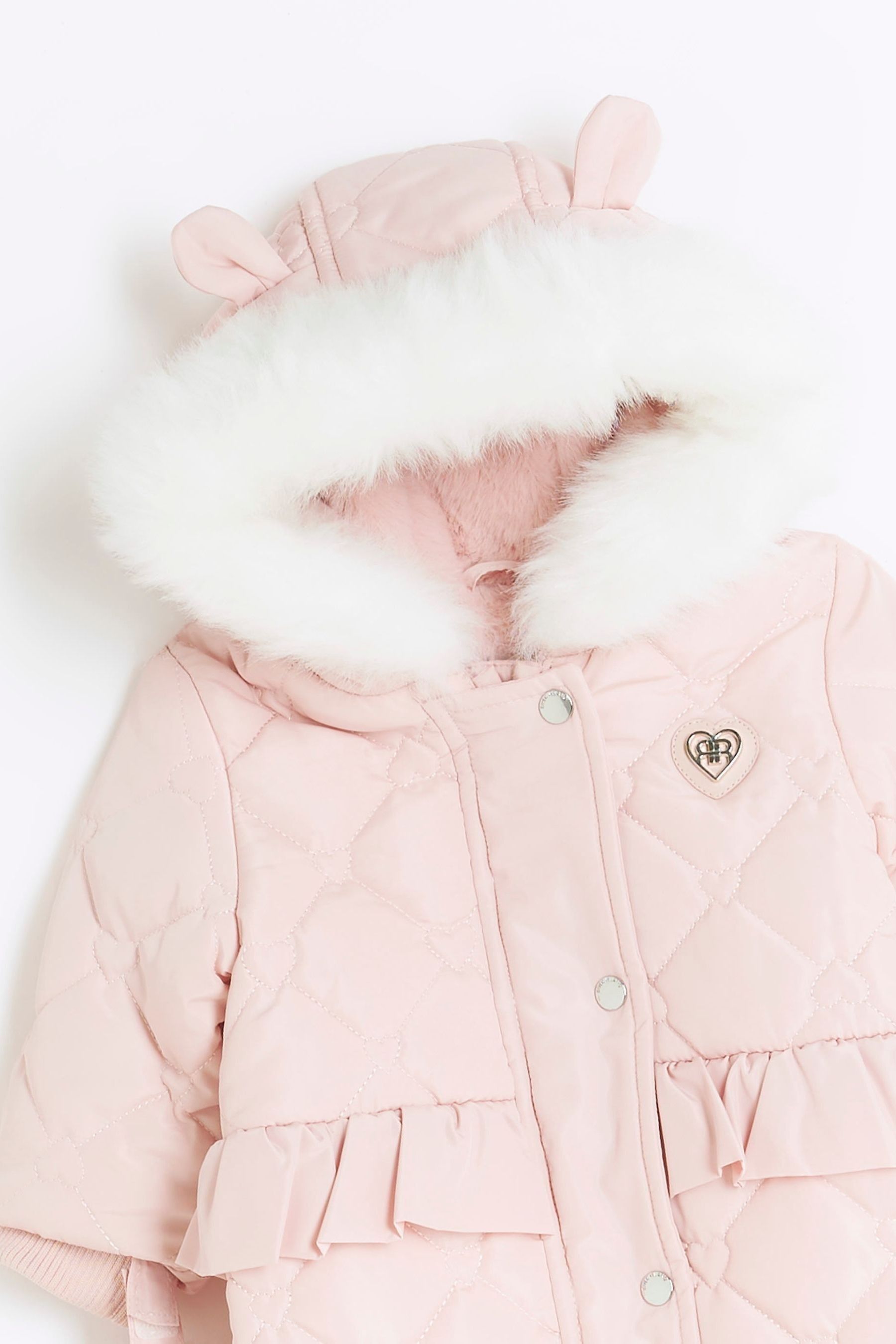 Buy River Island Pink Girls Peplum Logo 100 Cotton Snowsuit from the Next UK online shop