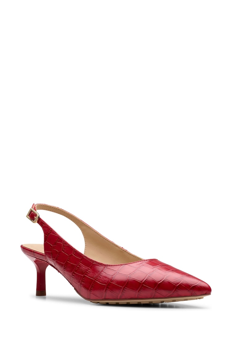 Clarks Red Leather Adela Sling Shoes - Image 7 of 7