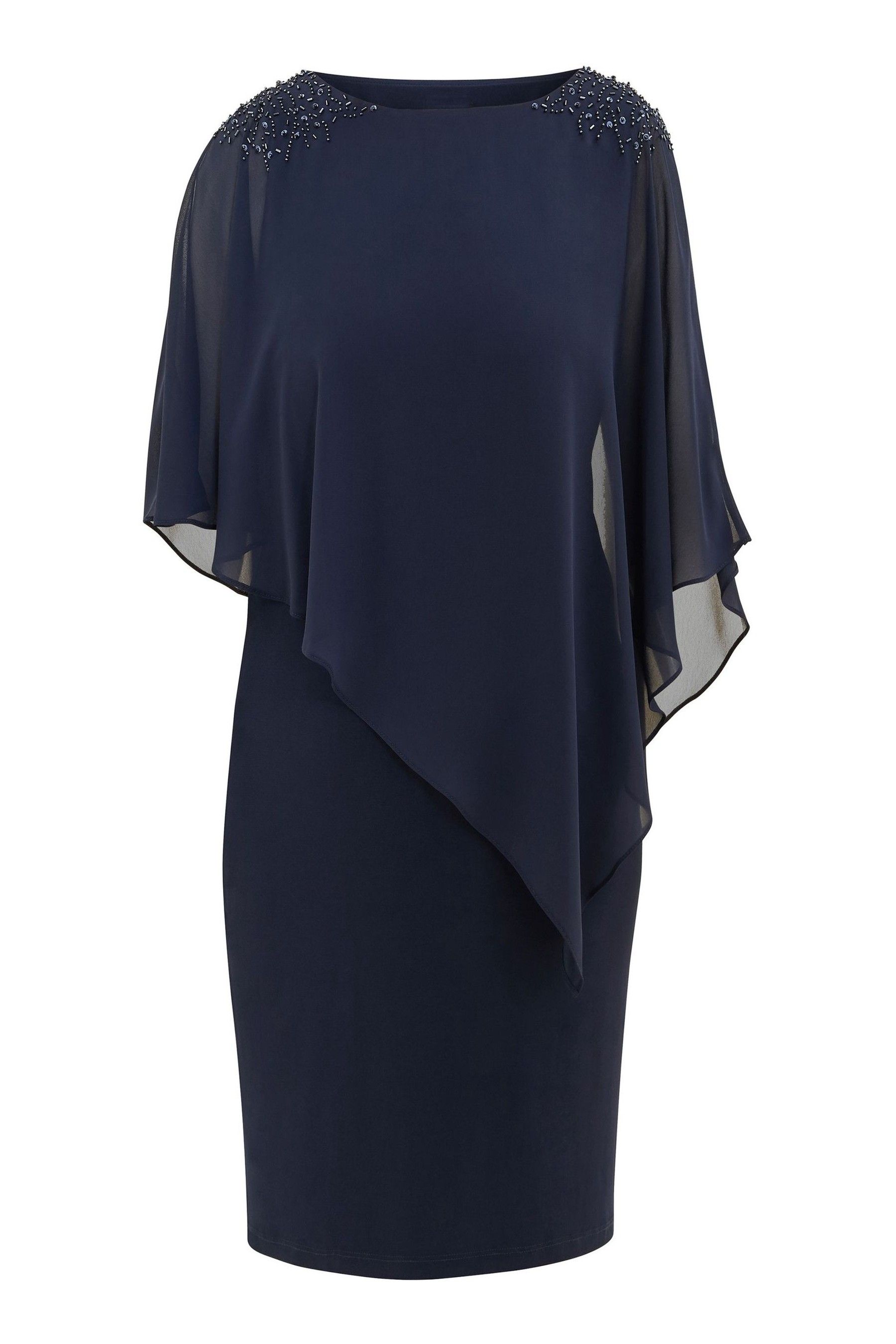 Buy Gina Bacconi Blue Zenna Beaded Shoulder Chiffon Dress from Next Luxembourg