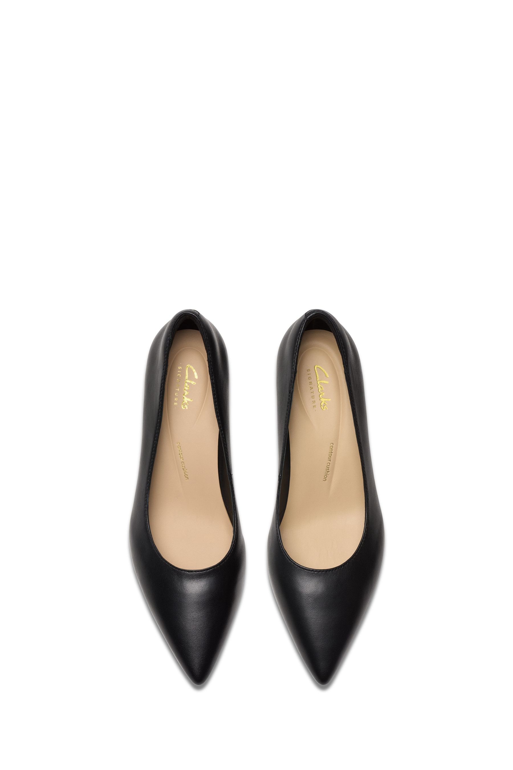 Clarks black leather court shoes online