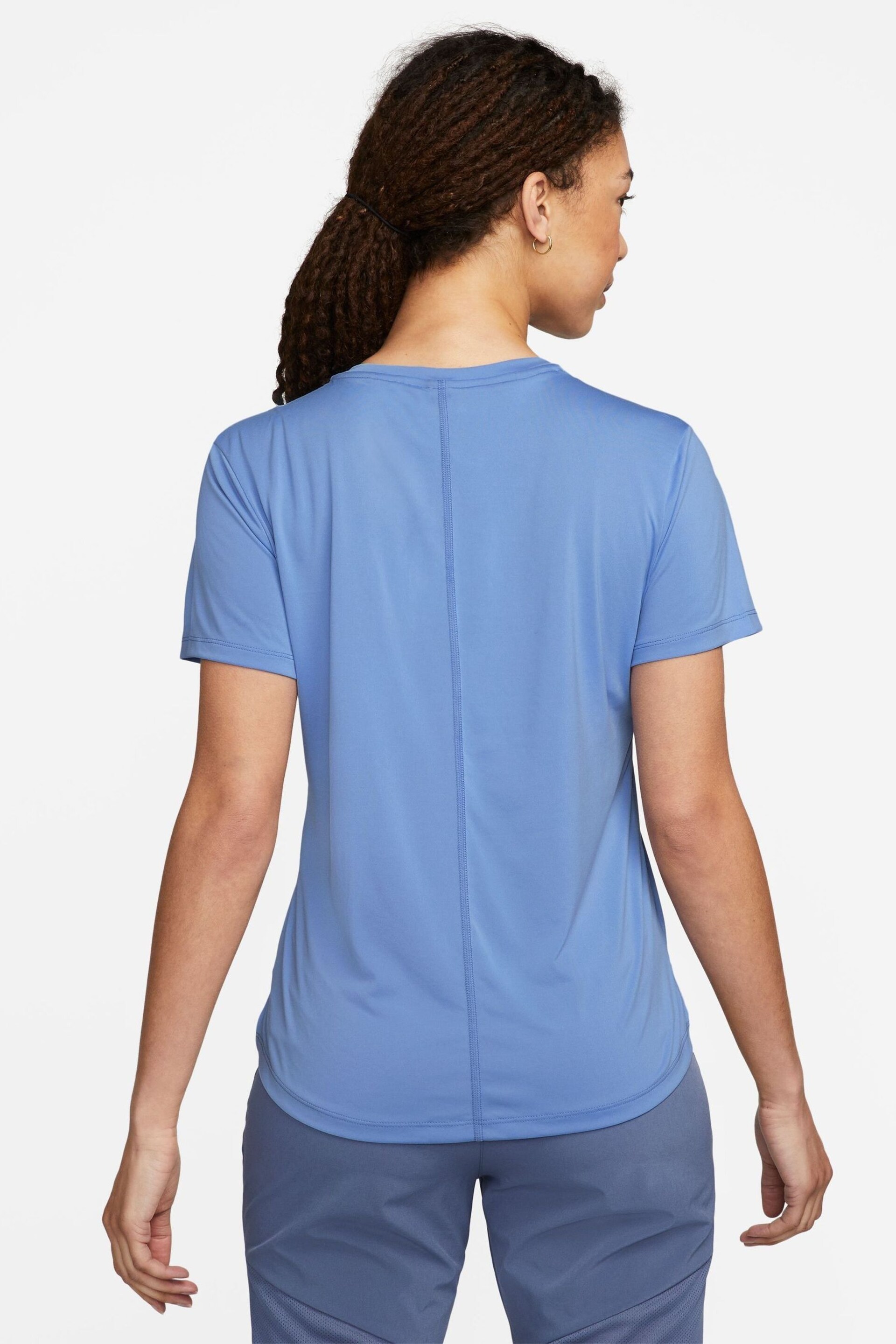 Nike Blue Dri-FIT Swoosh Short-Sleeve Running Top - Image 2 of 3
