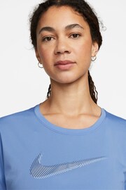Nike Blue Dri-FIT Swoosh Short-Sleeve Running Top - Image 3 of 3