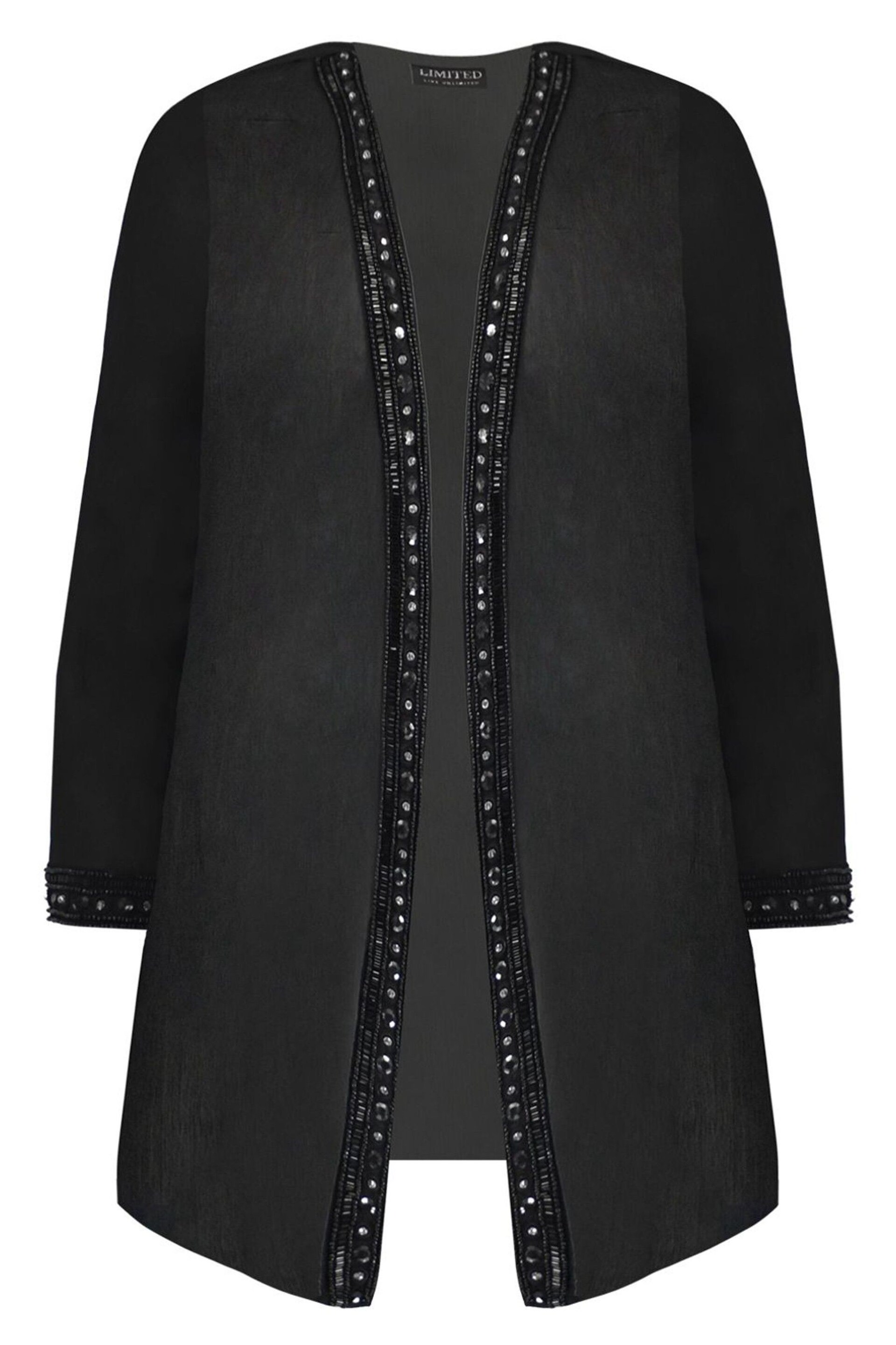 Live Unlimited Curve Embellished Chiffon Edge to Edge Black Jacket - Image 4 of 4