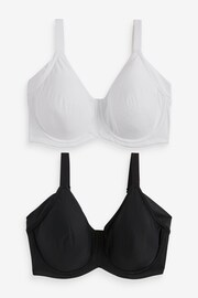 Black/White Ultimate Support F-K Cup Under Arm Smoothing Non Pad Wired Minimising Bras 2 Pack - Image 5 of 7