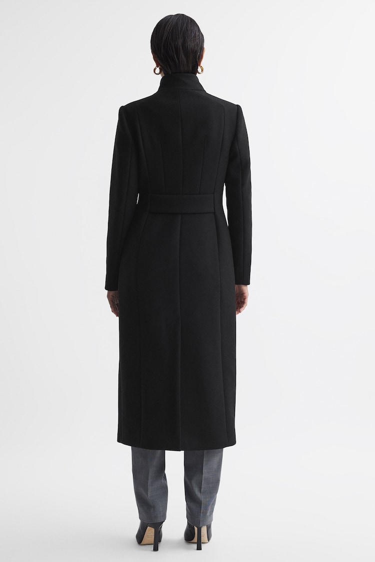 Reiss Black Mischa Tailored Wool Blend Longline Coat - Image 4 of 4