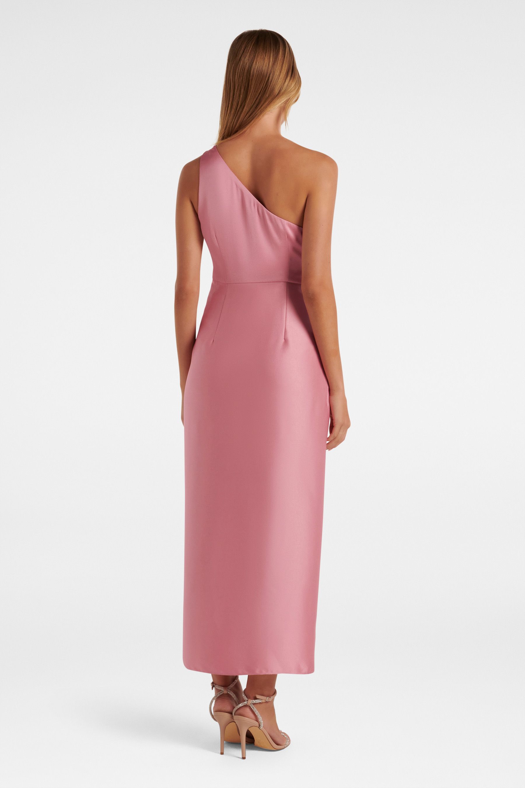 Buy Forever New Pink Melissa One Shoulder Satin Dress from the
