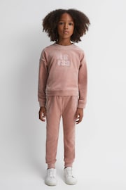 Reiss Pink Robin 9-13 yrs Velour Sequin Motif Jumper - Image 3 of 6