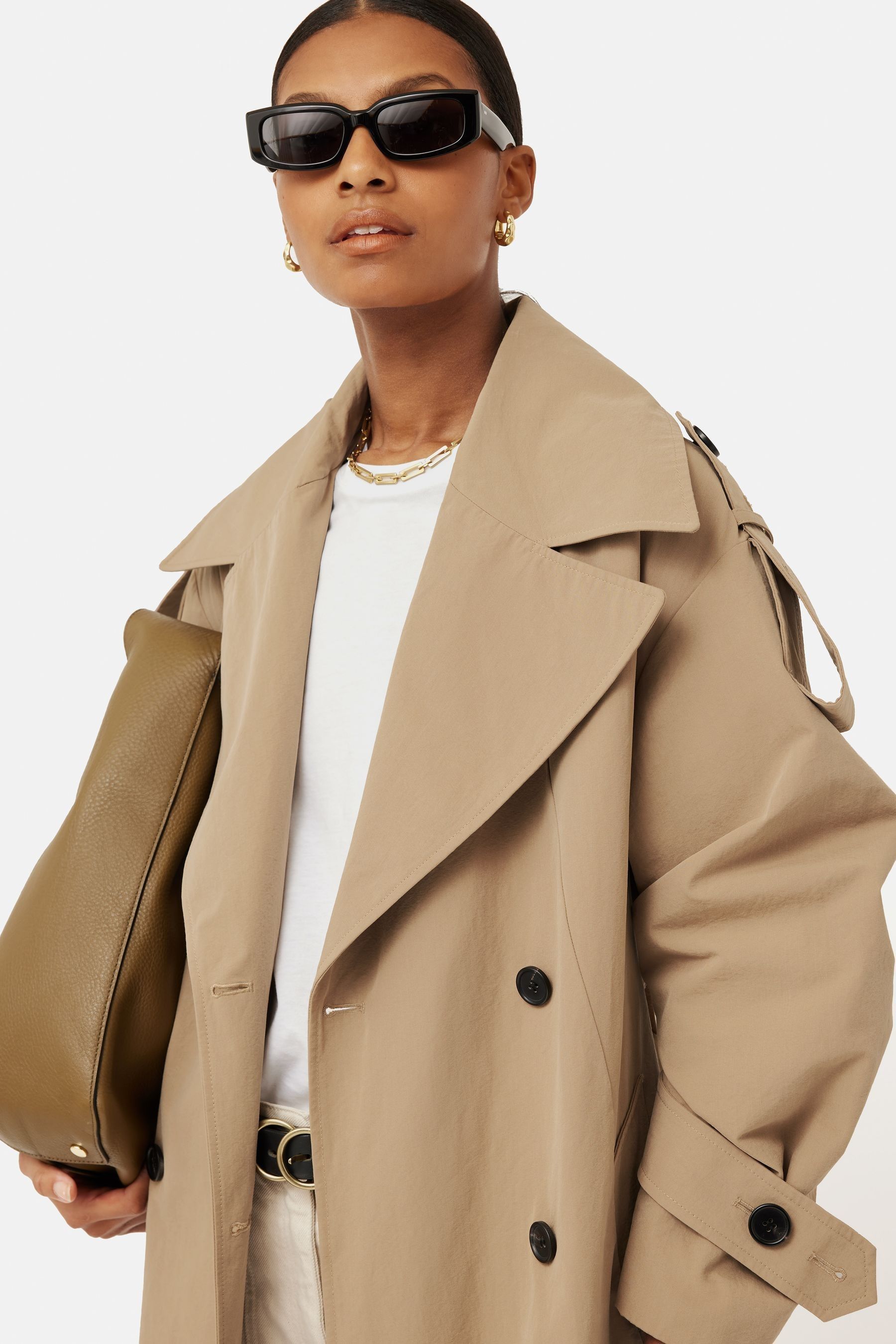 Buy Jigsaw Cream Oversized Cotton Trench Coat from the Next UK
