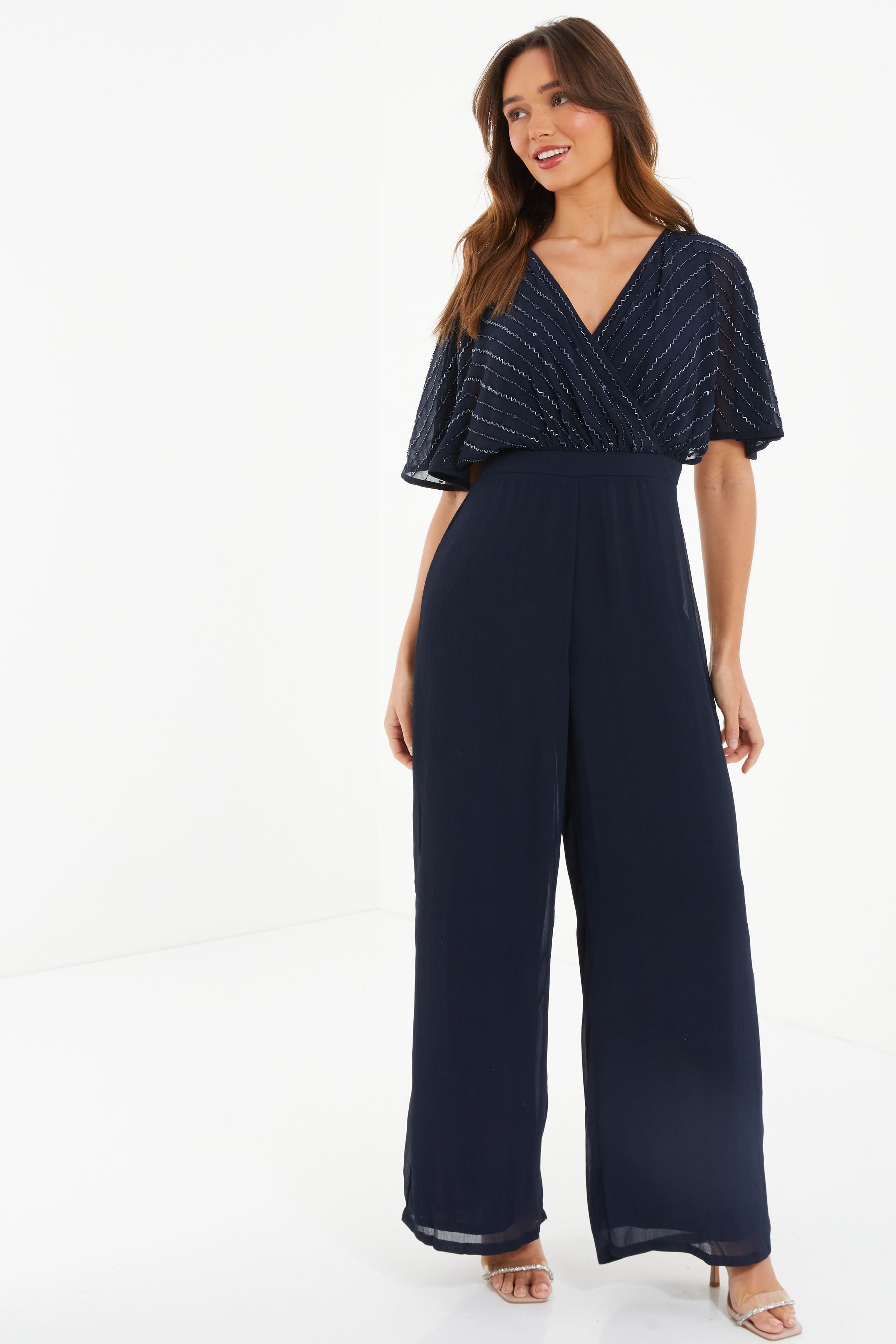 Jumpsuit with online chiffon sleeves