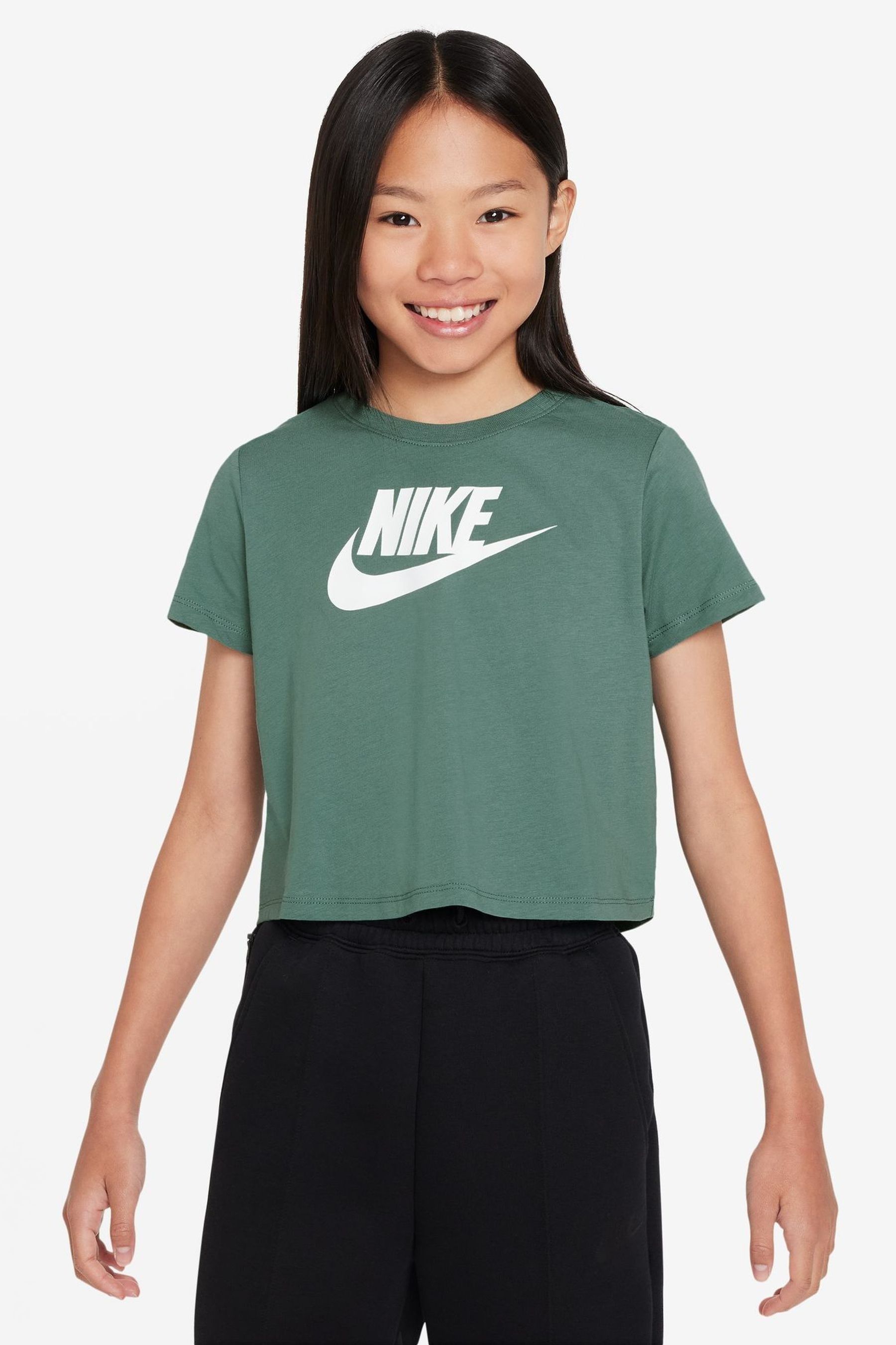 Buy Nike Dark Green 100 Cotton Futura Cropped T Shirt from Next France