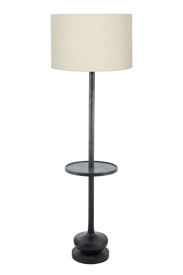 Pacific Black Hemi Wood Floor Lamp With Table