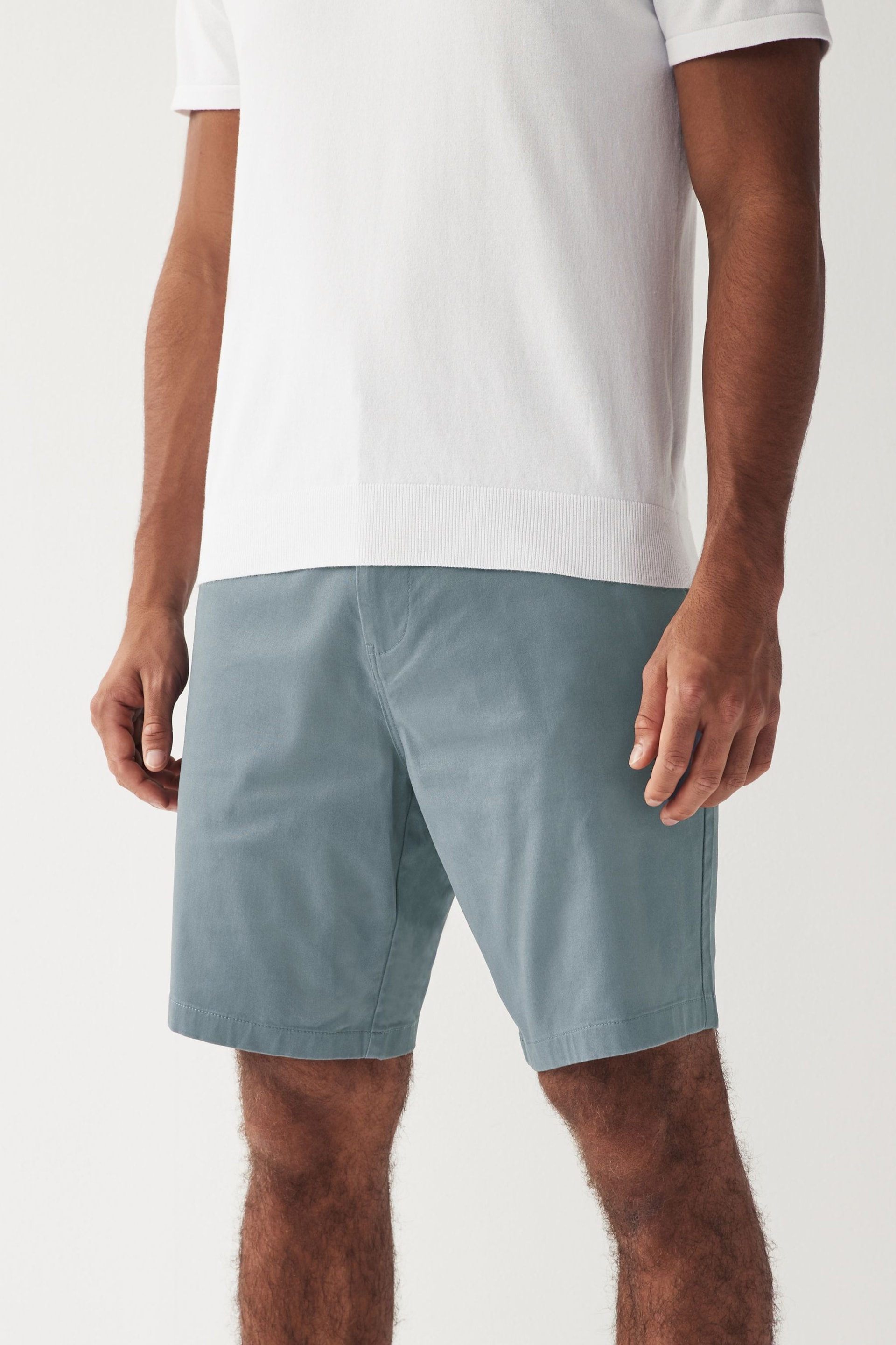 Pale Blue Straight Fit Stretch Chinos Shorts - Image 1 of 8