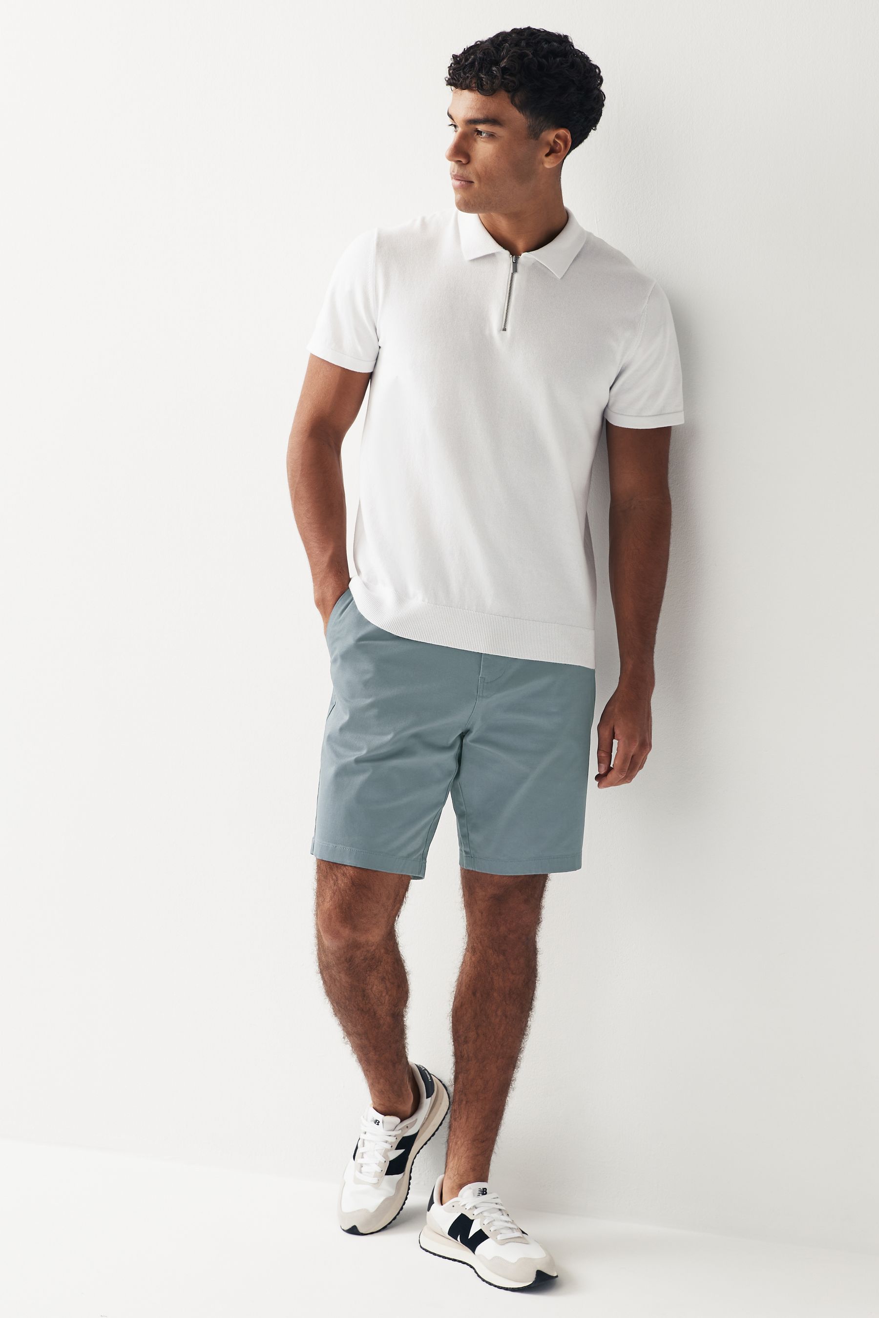 Buy Pale Blue Straight Fit Stretch Chinos Shorts from Next Ukraine