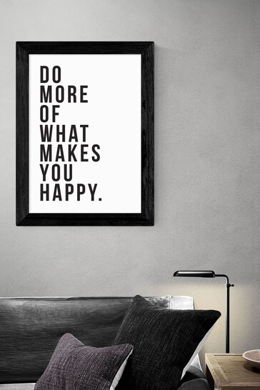 Black What Makes You Happy by Native State Black Framed Print