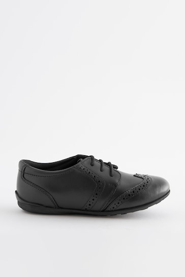 Black Standard Fit (F) School Leather Lace-Up Brogues