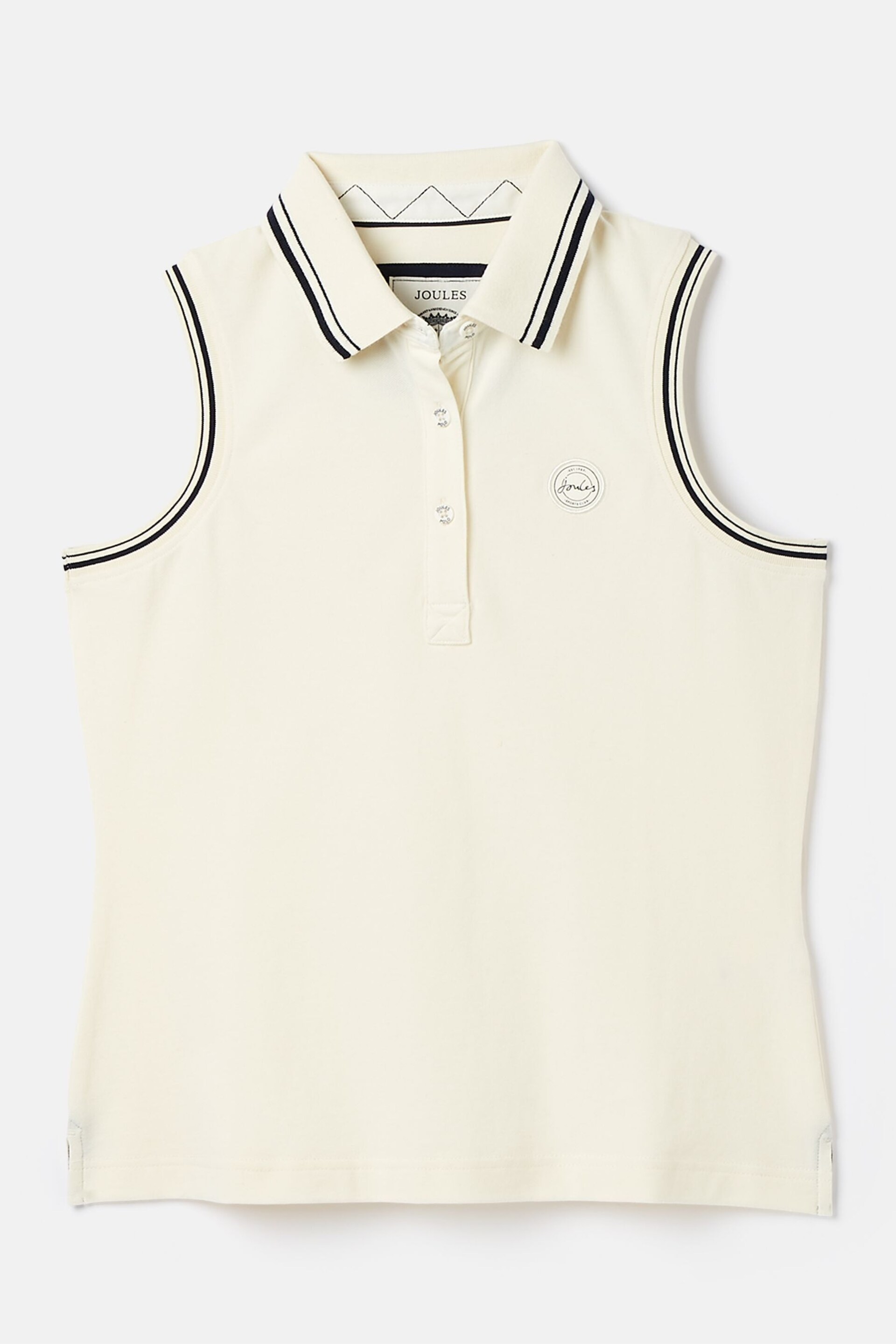 Joules Rally Cream Sleeveless Polo Shirt - Image 8 of 8