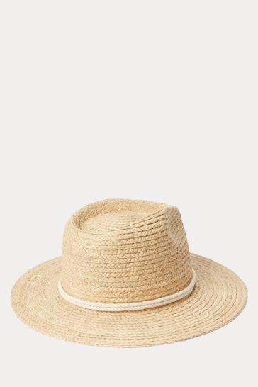 Lauren Ralph Lauren Natural Belted Raffia Fedora Hat