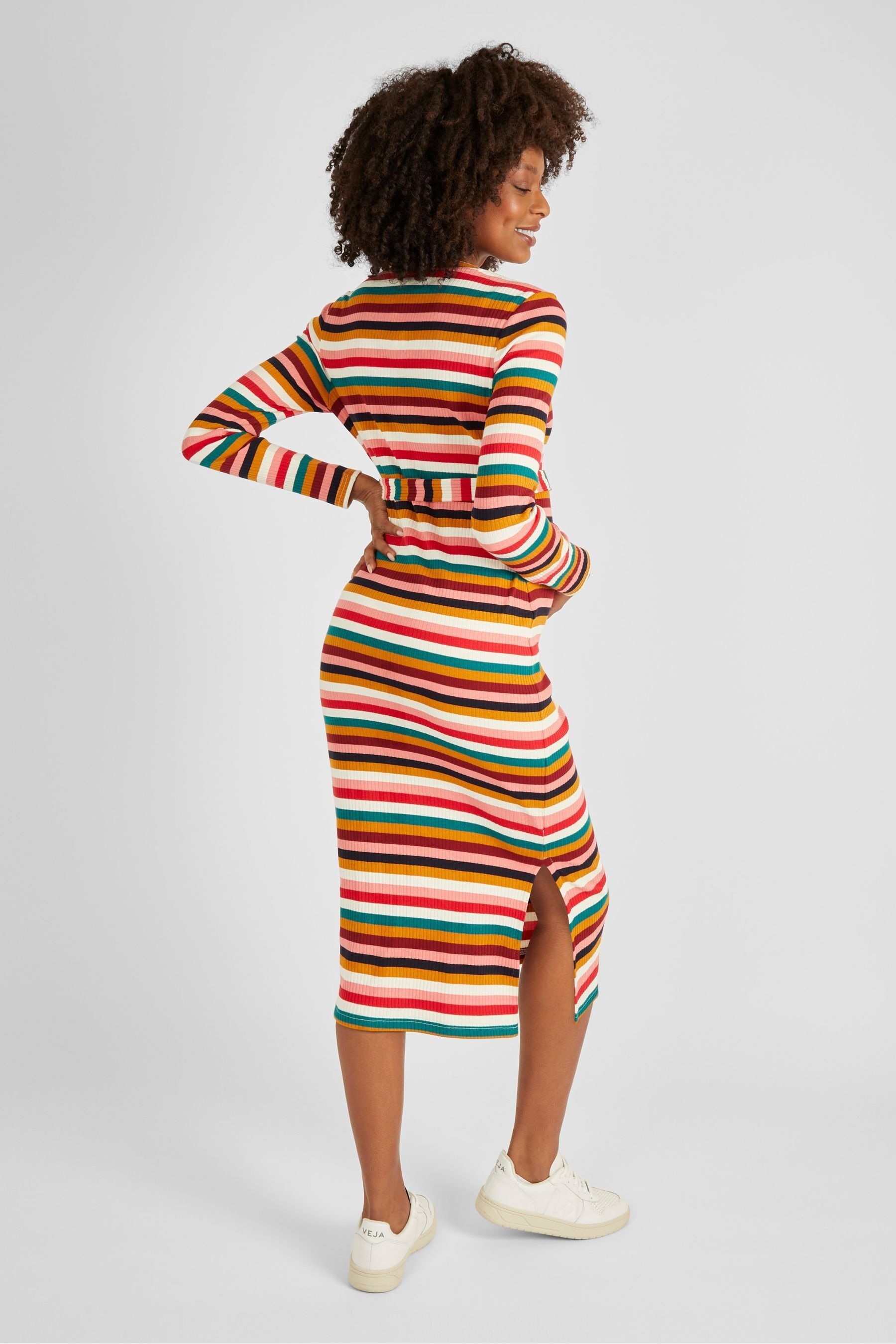 Buy JoJo Maman Bebe Multi Stripe Ribbed Jersey Maternity Dress from Next Luxembourg
