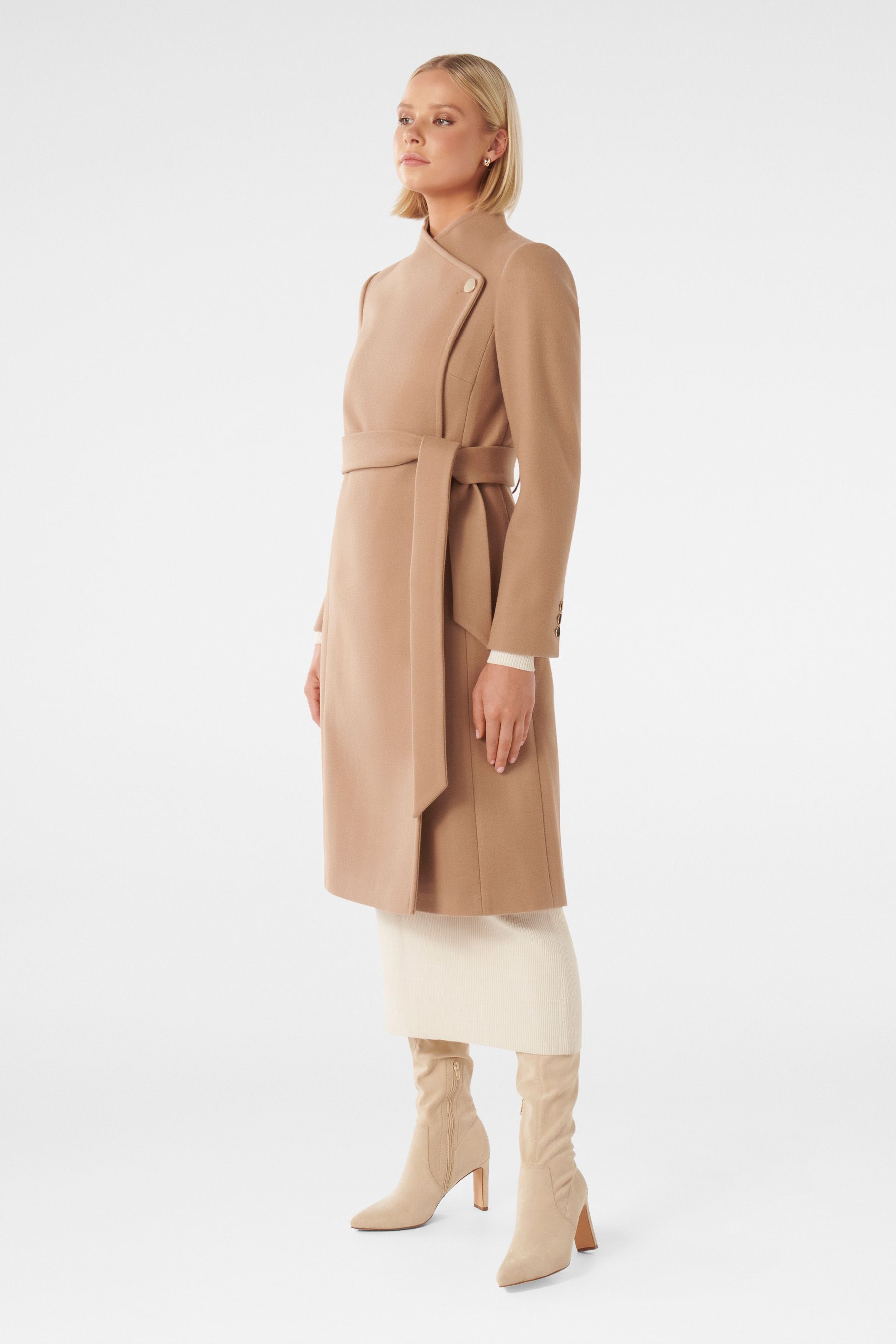 Buy Forever New Cream Brodie Funnel Neck Coat from Next Luxembourg