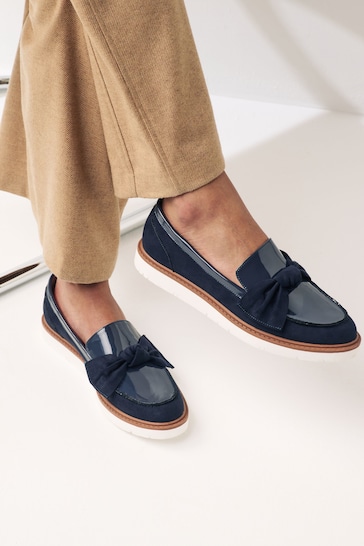 Navy Forever Comfort Bow Chunky Sole Loafers