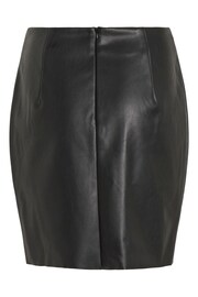 VILA Black High Waisted Faux Leather Midi Skirt - Image 6 of 6