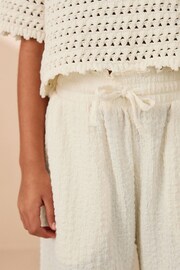 Neutral Crinkle Texture Jersey Wide Leg Trousers (3-16yrs) - Image 4 of 7