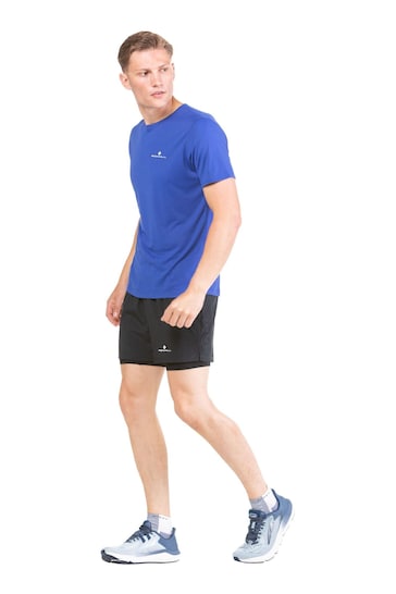 Ronhill Mens Core Two-In-One Twin Black Shorts