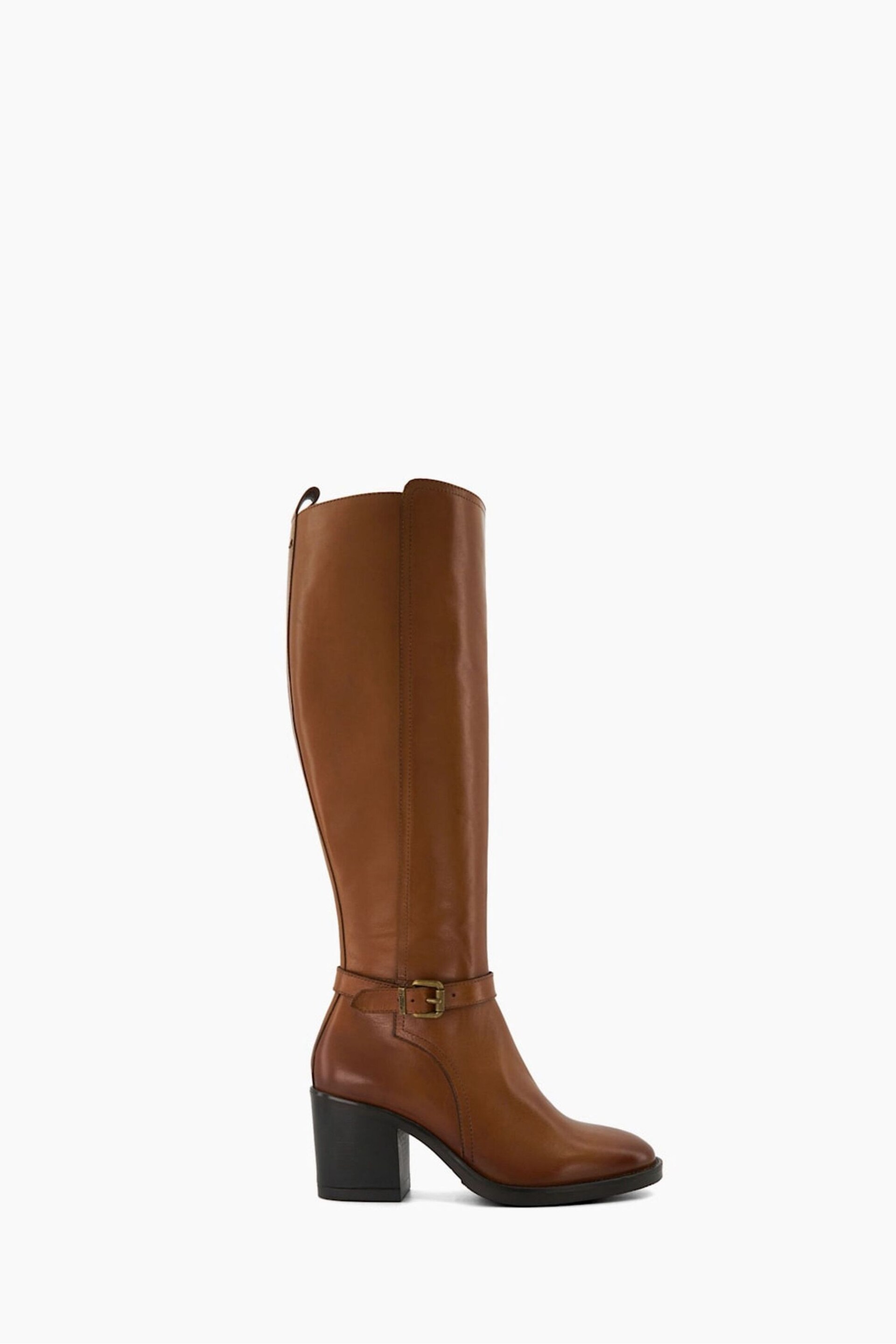 Dune London Natural Trance Buckle Heeled Knee High Boots - Image 1 of 6