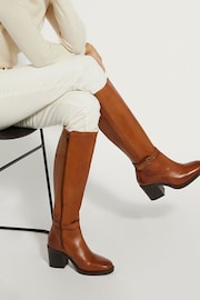 Dune London Natural Trance Buckle Heeled Knee High Boots - Image 3 of 6