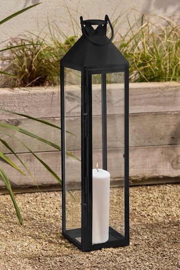 Black Large Metal and Glass Lantern