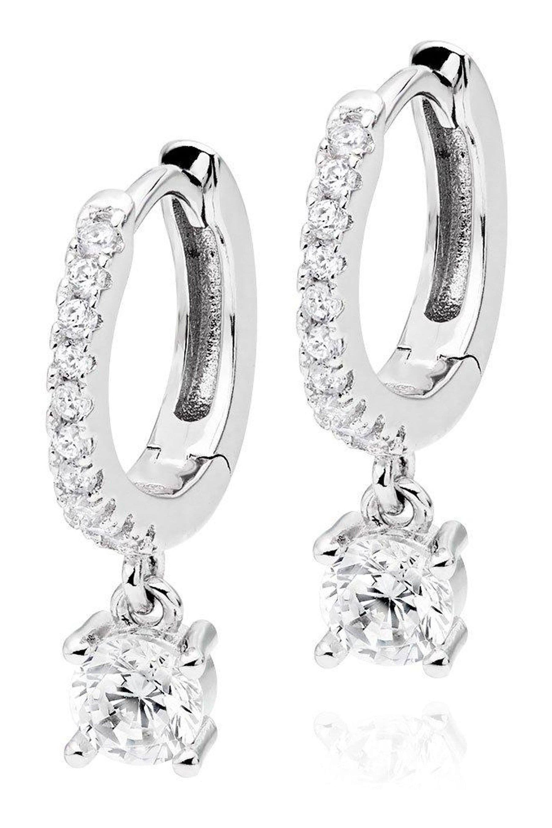Silver cubic zirconia hoop earrings new arrivals