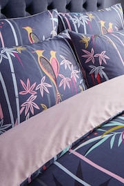 Sara Miller Blue Linear Bamboo Duvet Cover And Pillowcase Set - Image 2 of 3