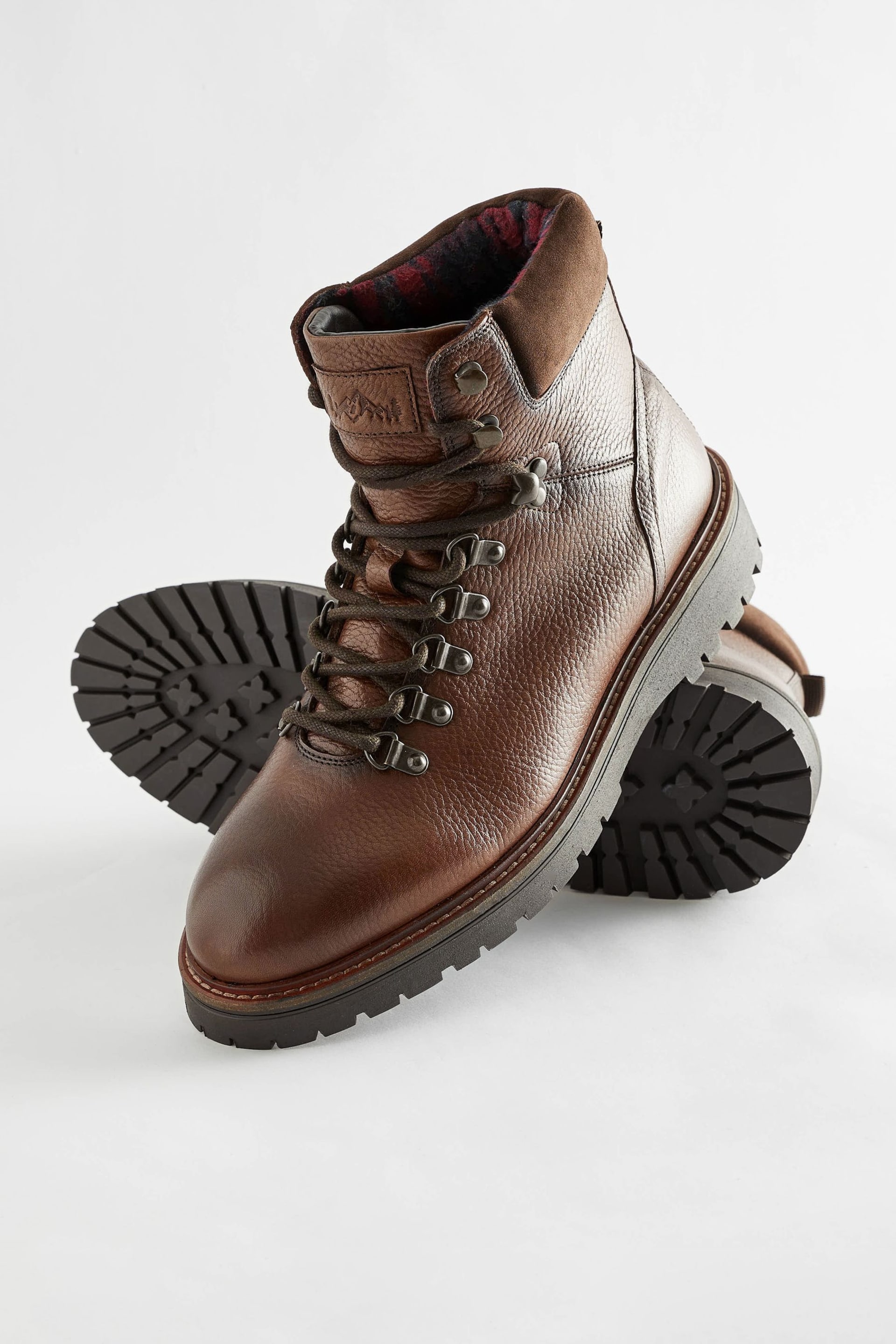 Brown Leather Hiker Style Boots - Image 5 of 6