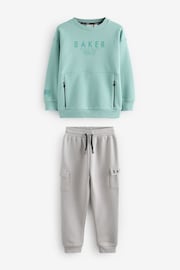 Baker by Ted Baker Green/Grey Sweatshirt and Cargo Joggers Set - Image 6 of 10