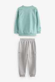 Baker by Ted Baker Green/Grey Sweatshirt and Cargo Joggers Set - Image 7 of 10