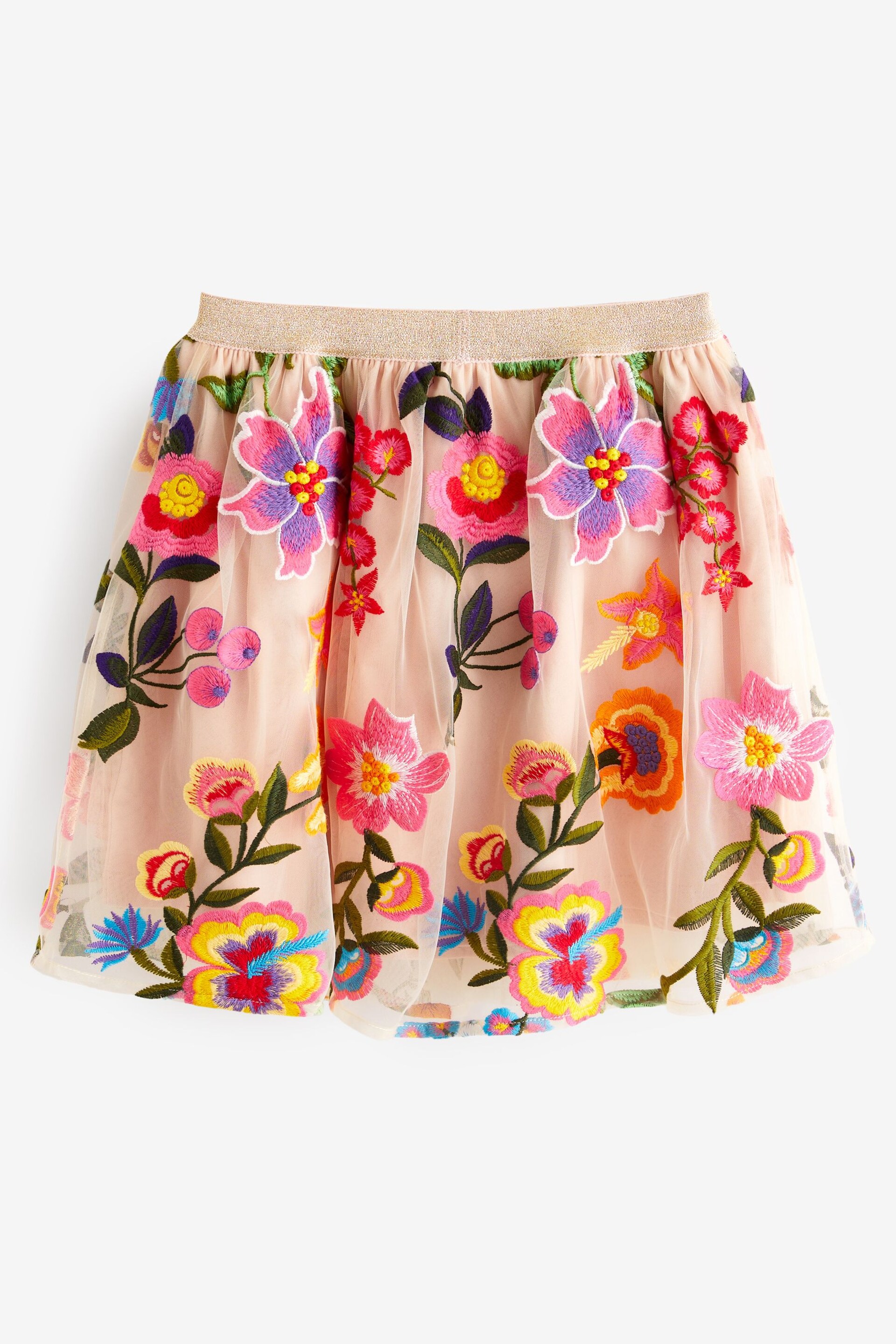 Pink Embroidered Floral Pull-On Skirt (3-16yrs) - Image 6 of 7