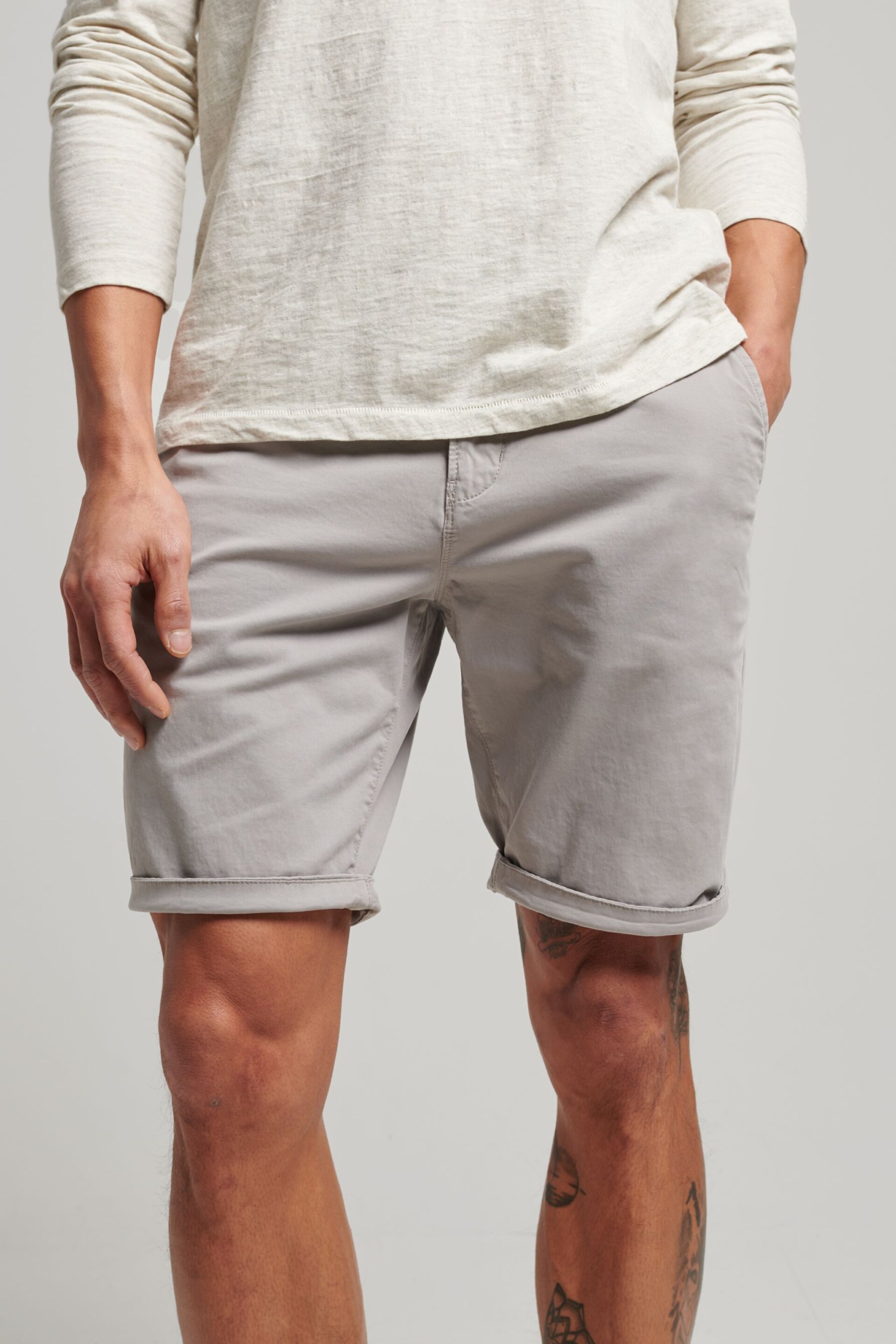 Superdry Grey Core Chino Shorts - Image 1 of 5