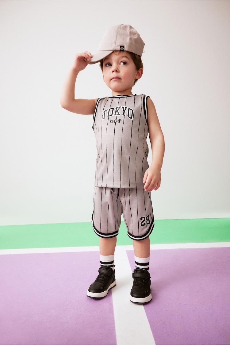 Vertical Stripe 100% Cotton Vest and Shorts Set (3mths-7yrs) - Image 2 of 7