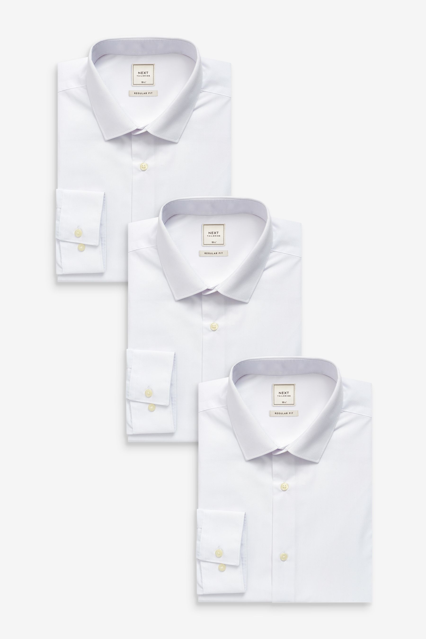Buy White Regular Fit Easy Care Single Cuff Oxford Shirts 3 Pack from the Next UK online shop