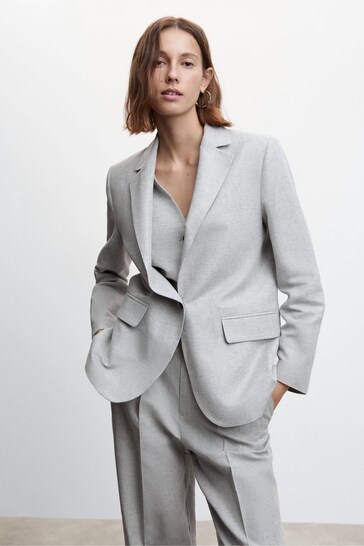 Mango Grey Linen Suit: Blazer