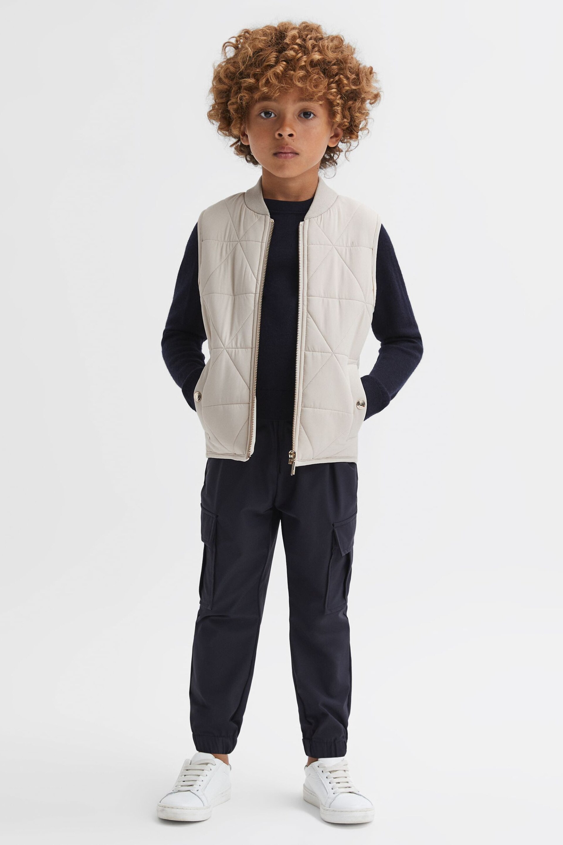 Reiss Stone Ritchie Senior Hybrid Knitted-Quilted Gilet - Image 1 of 5