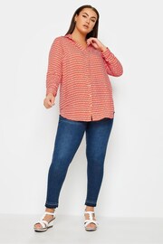 Yours Curve Orange Geometric Print Button Through Shirt - Image 3 of 4