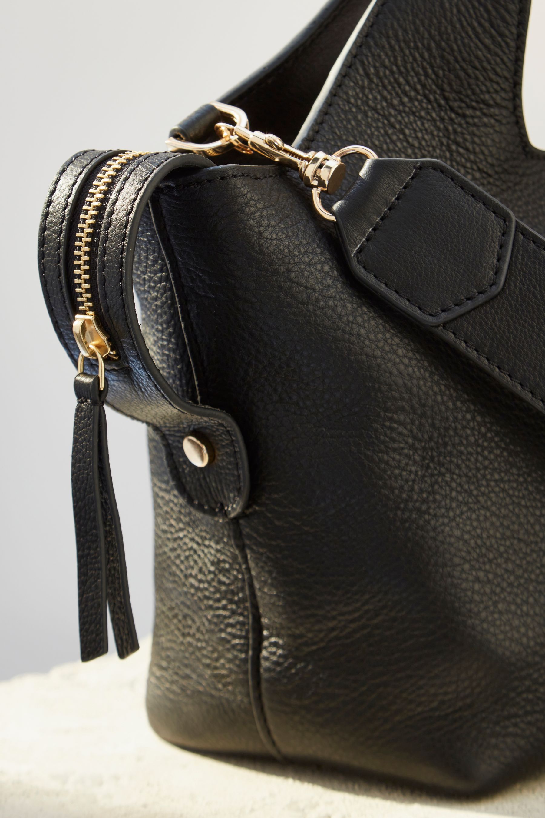 Buy Black Premium Leather Handheld Bag from the Next UK online shop
