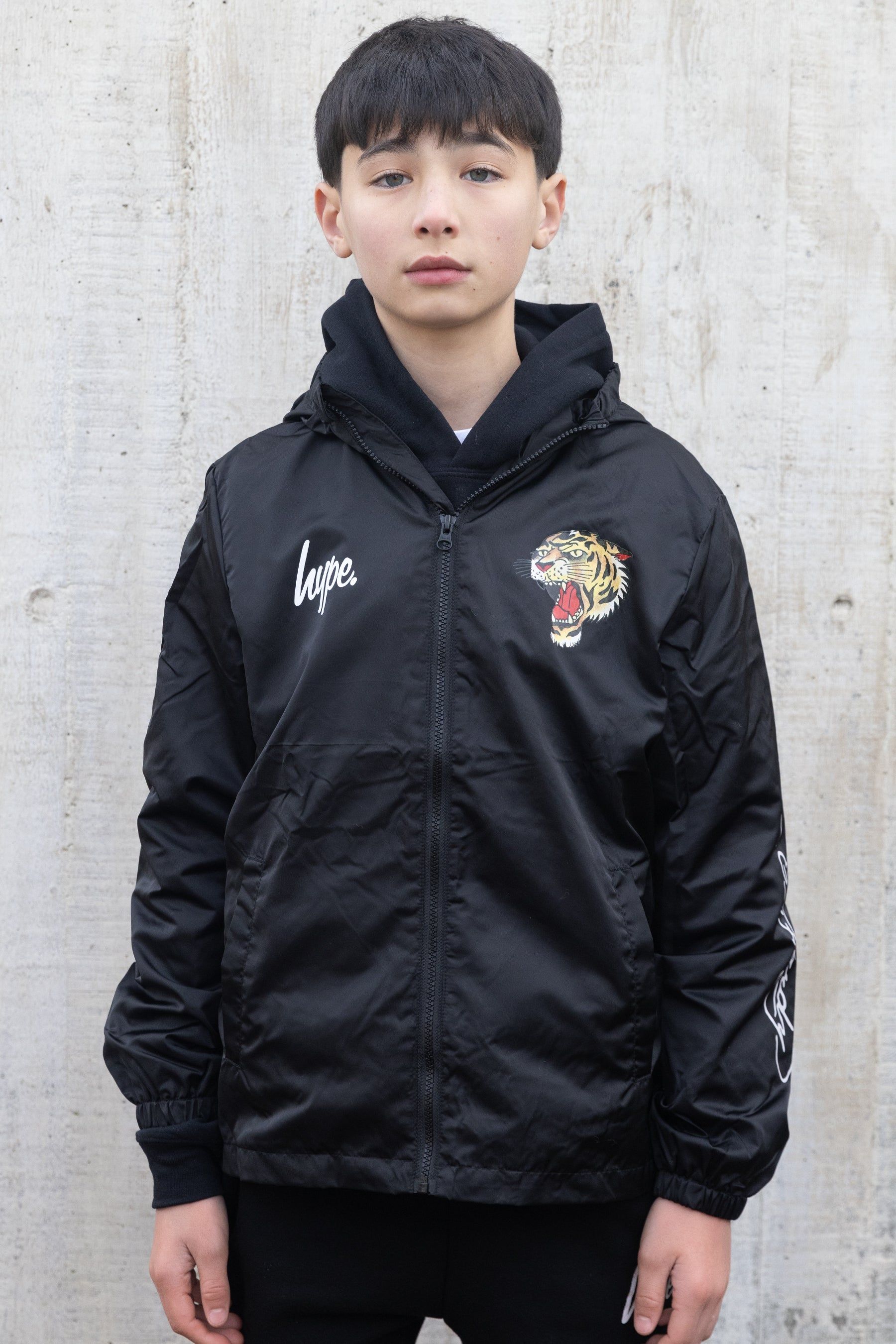 Kids black puffa jacket clearance