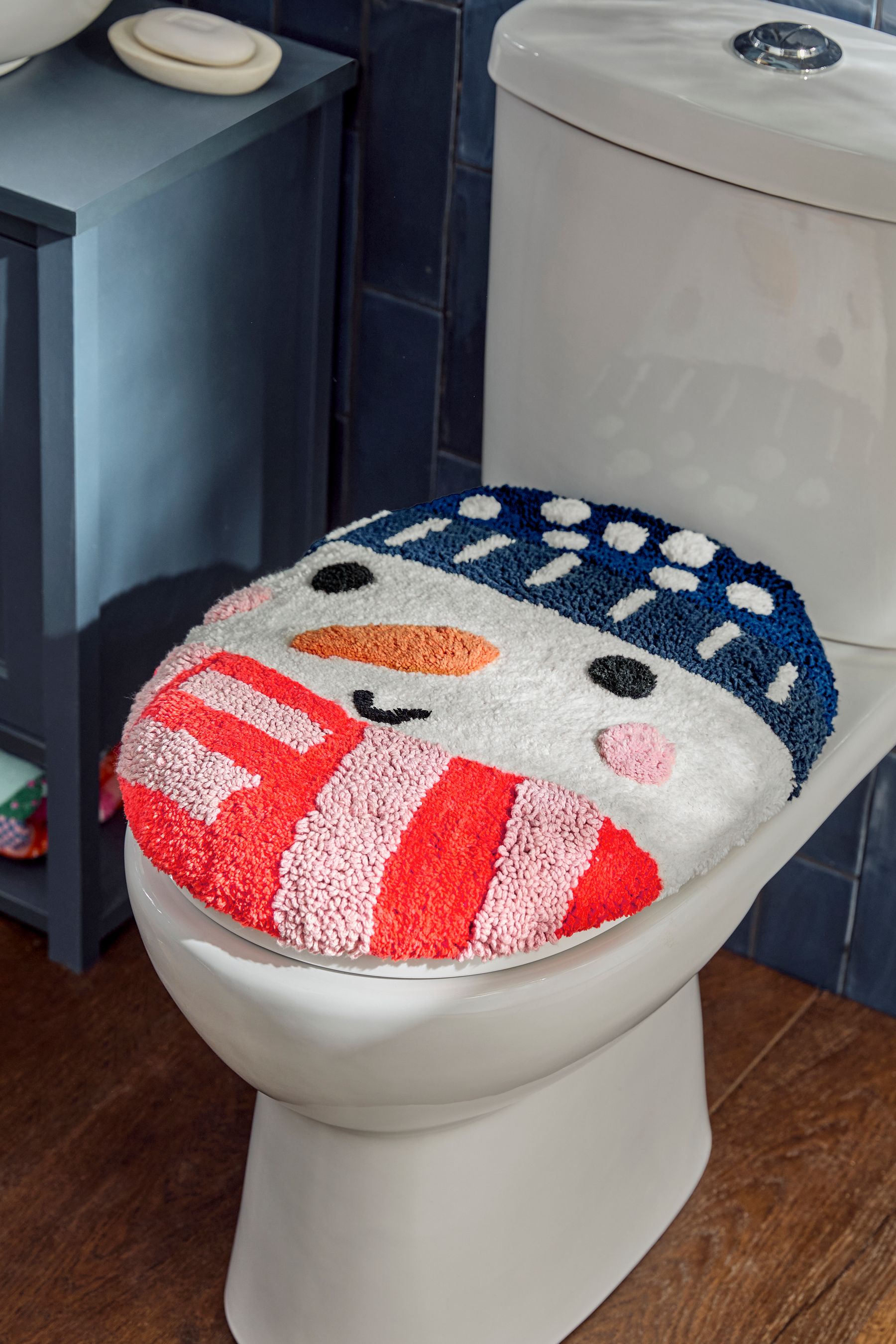 Multi Snowman Christmas 100% Cotton Toilet Seat Cover