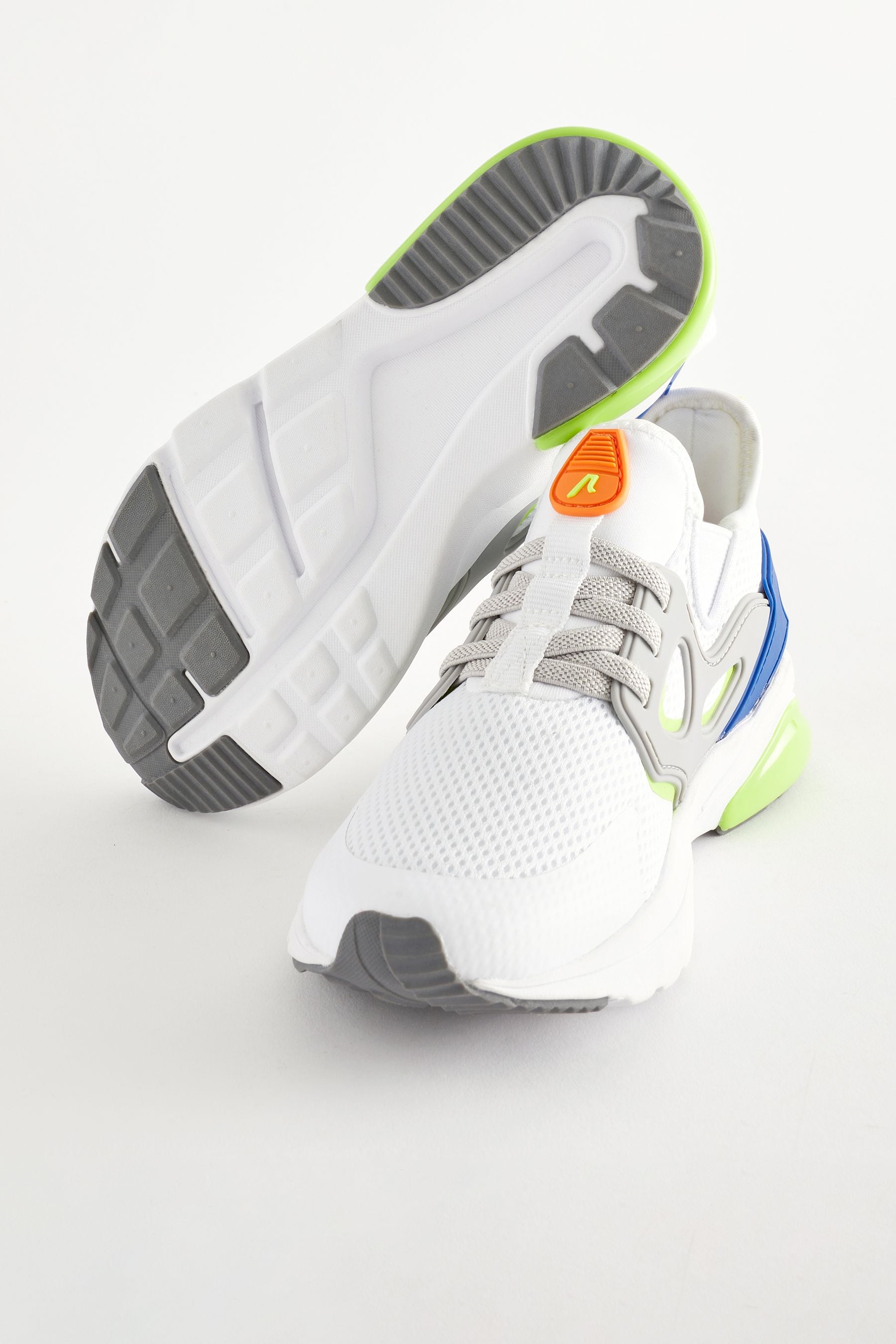 White Lime Green Elastic Lace Trainers