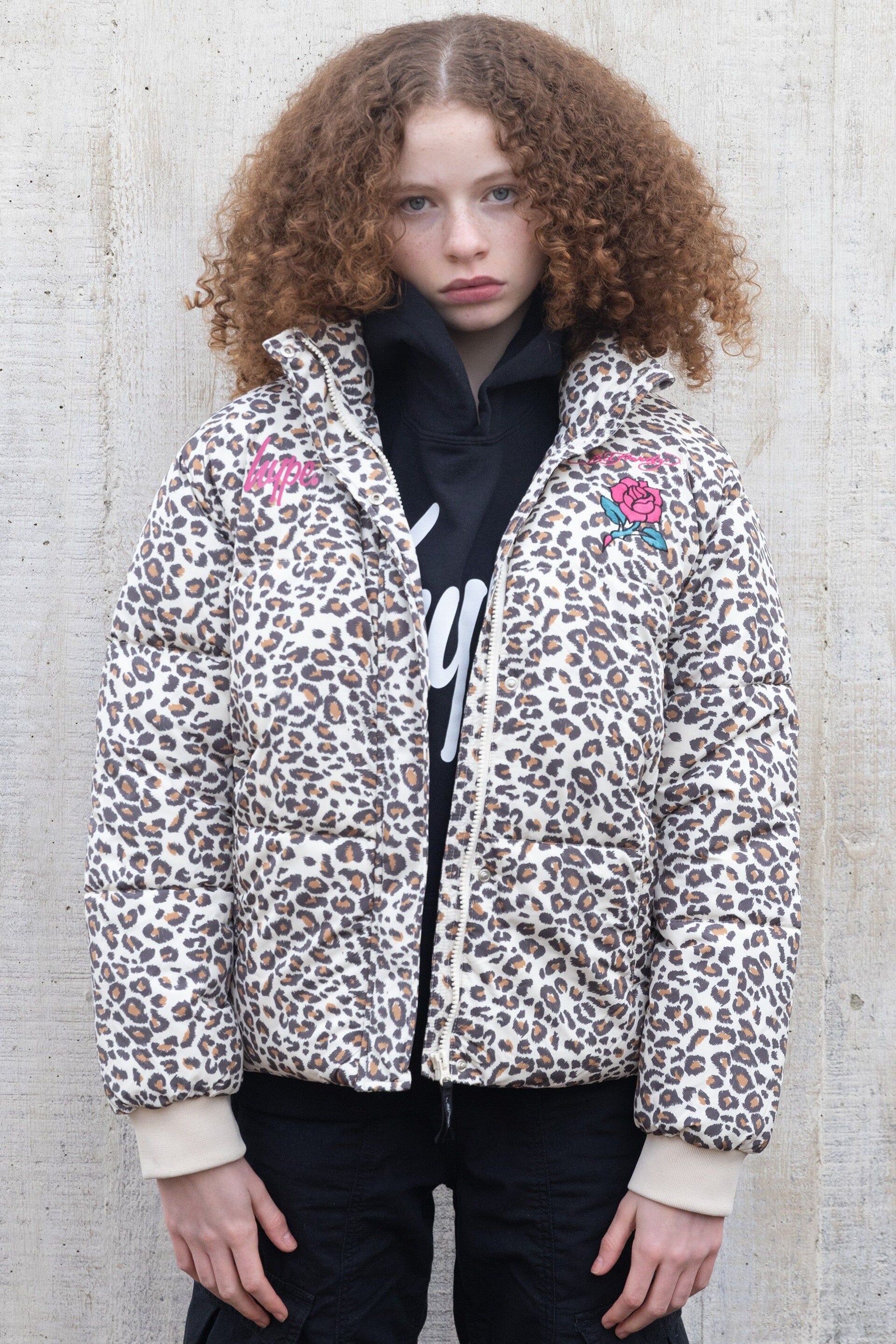 Hype X Ed Hardy Kids Cropped Leopard Multi Jacket - Image 3 of 6