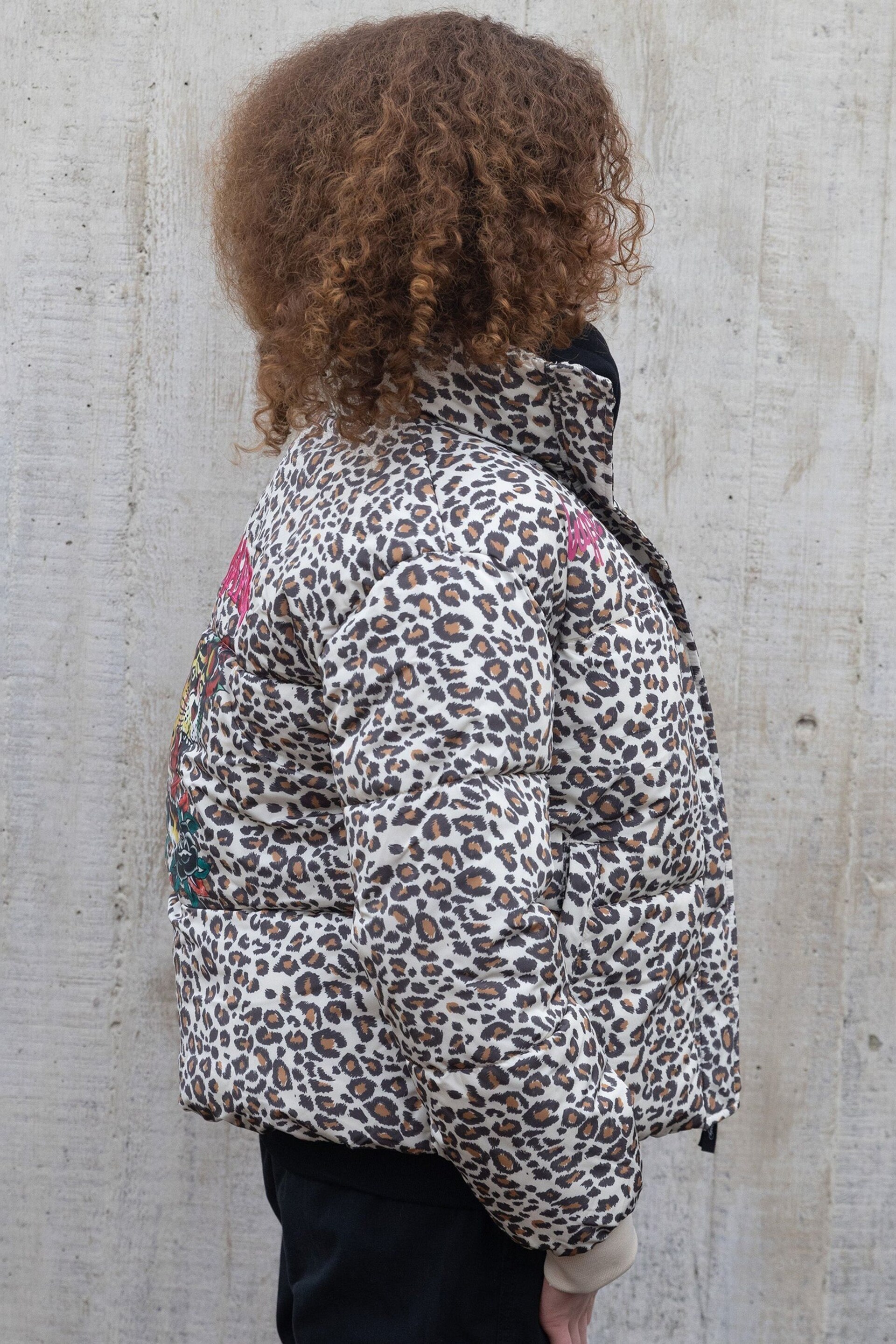 Hype X Ed Hardy Kids Cropped Leopard Multi Jacket - Image 4 of 6