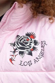 Hype X Ed Hardy Kids Cropped Pink Puffer Jacket - Image 7 of 9