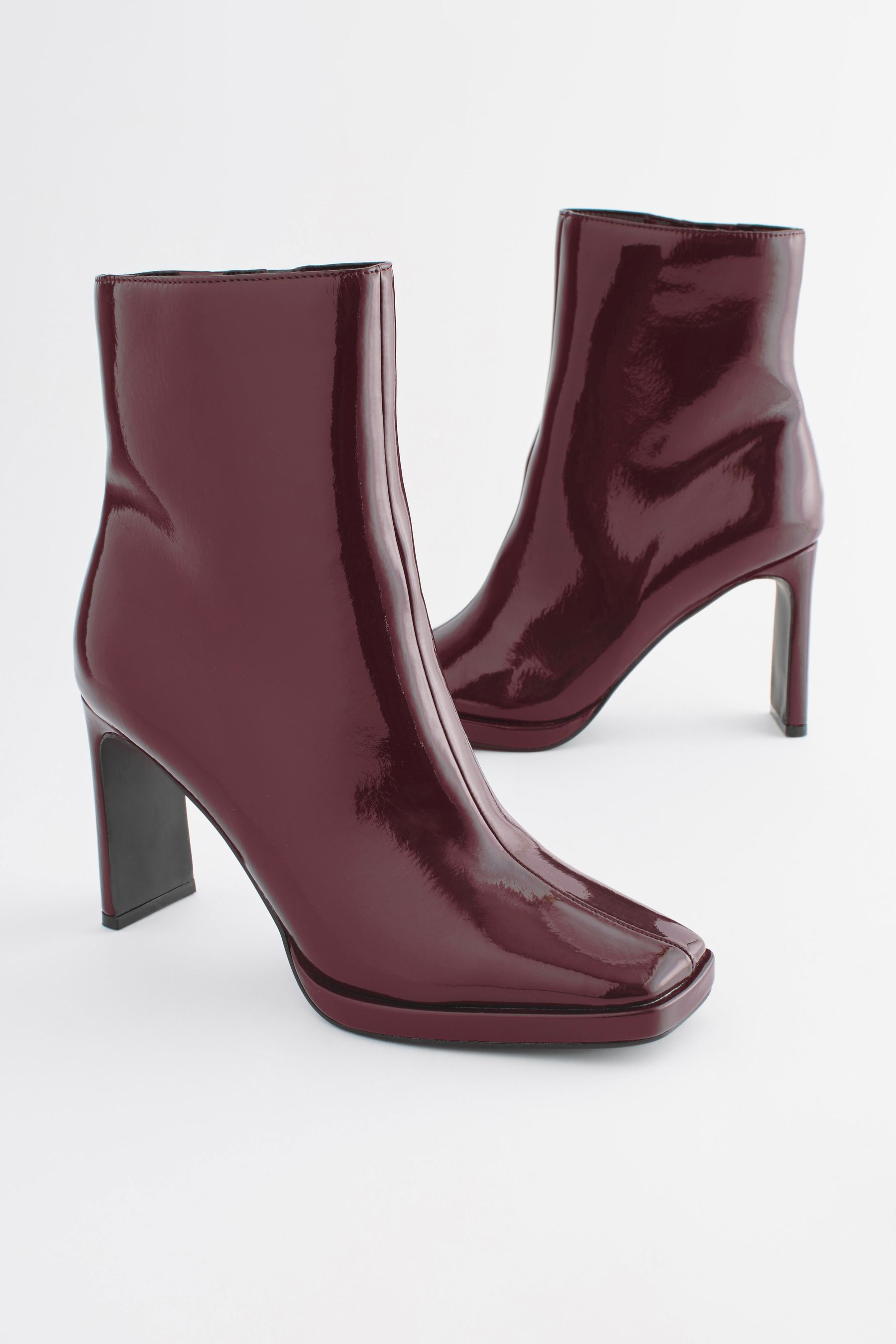 Burgundy Red Forever Comfort Squared Toe Ankle Heeled Boots